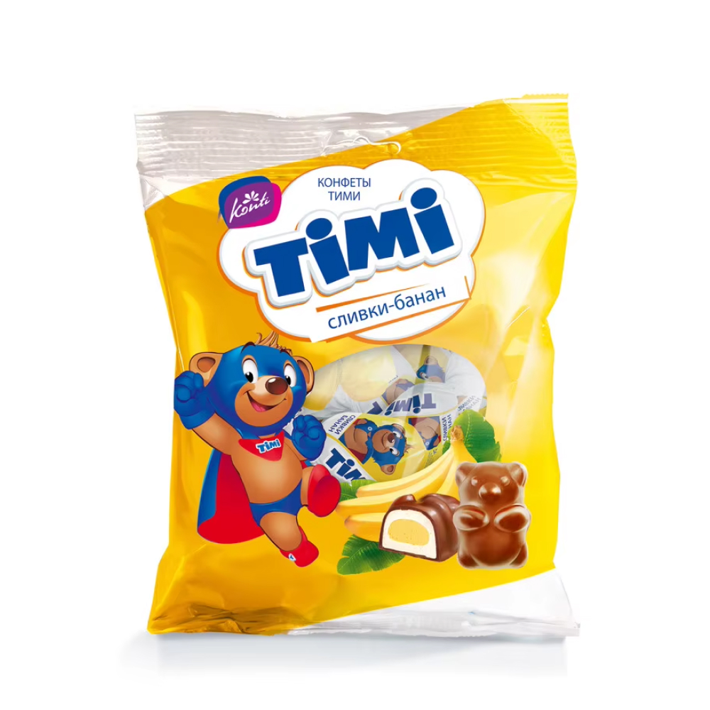 Конфеты Тими со вкусом сливок и банана, 155 г