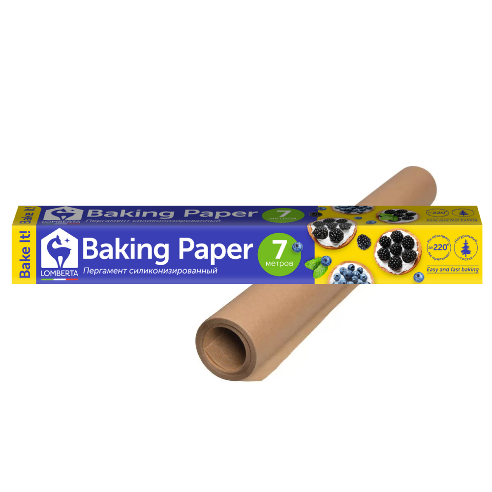 Бумага (пергамент) для выпечки Lomberta силиконизированная 7 м х 30 см, 1 рулон