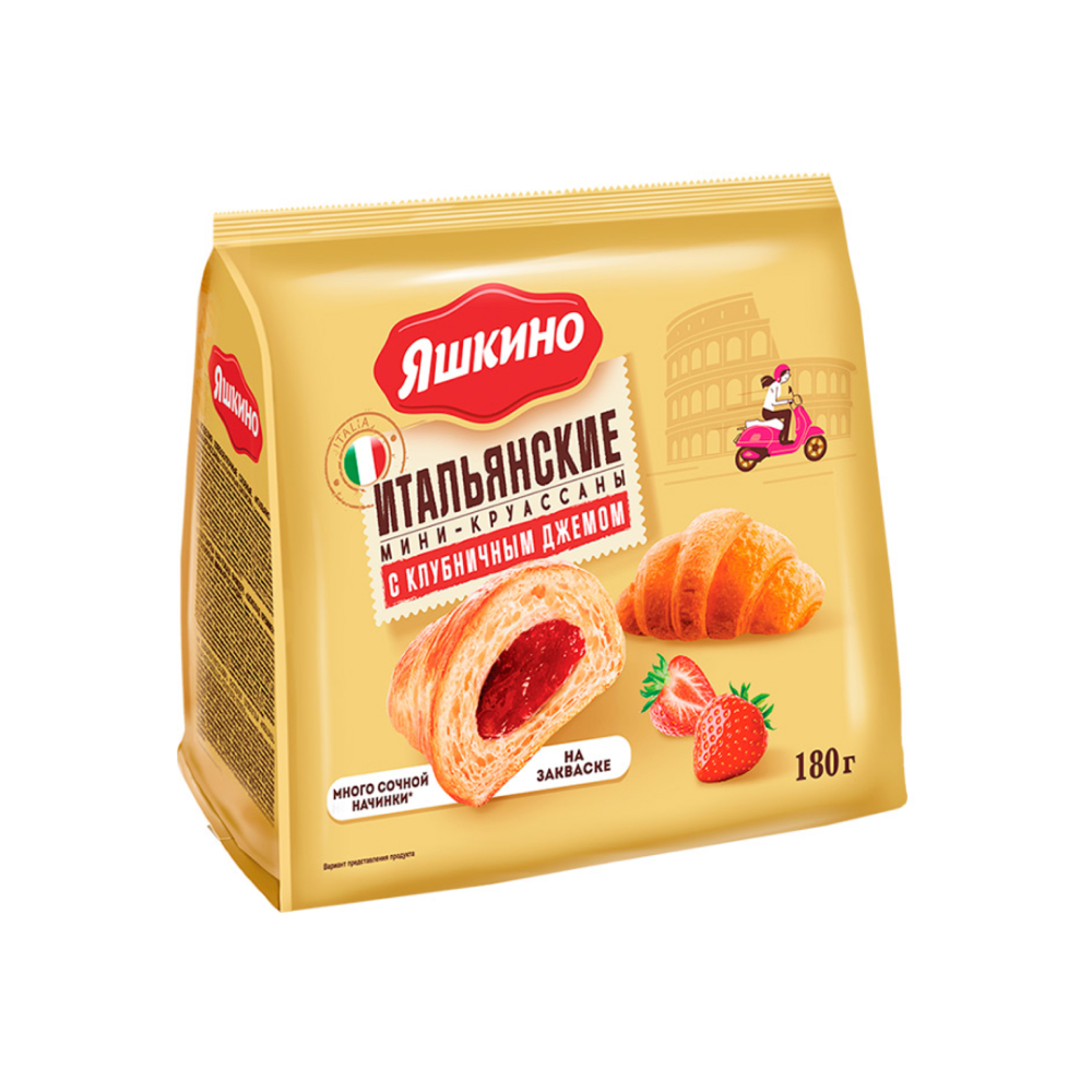 Мини-круассаны Яшкино с клубничным джемом, 180 г