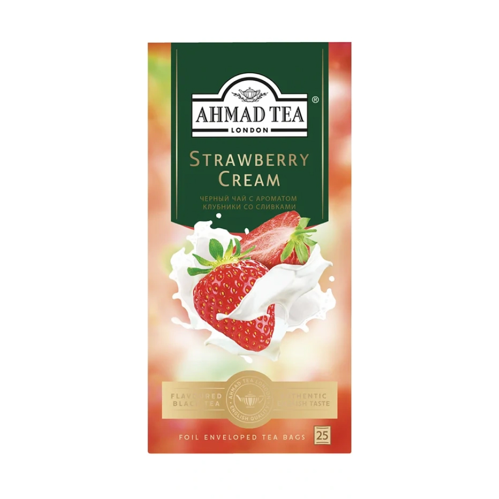 Чай черный Ahmad Tea с ароматом клубники со сливками, 25 п