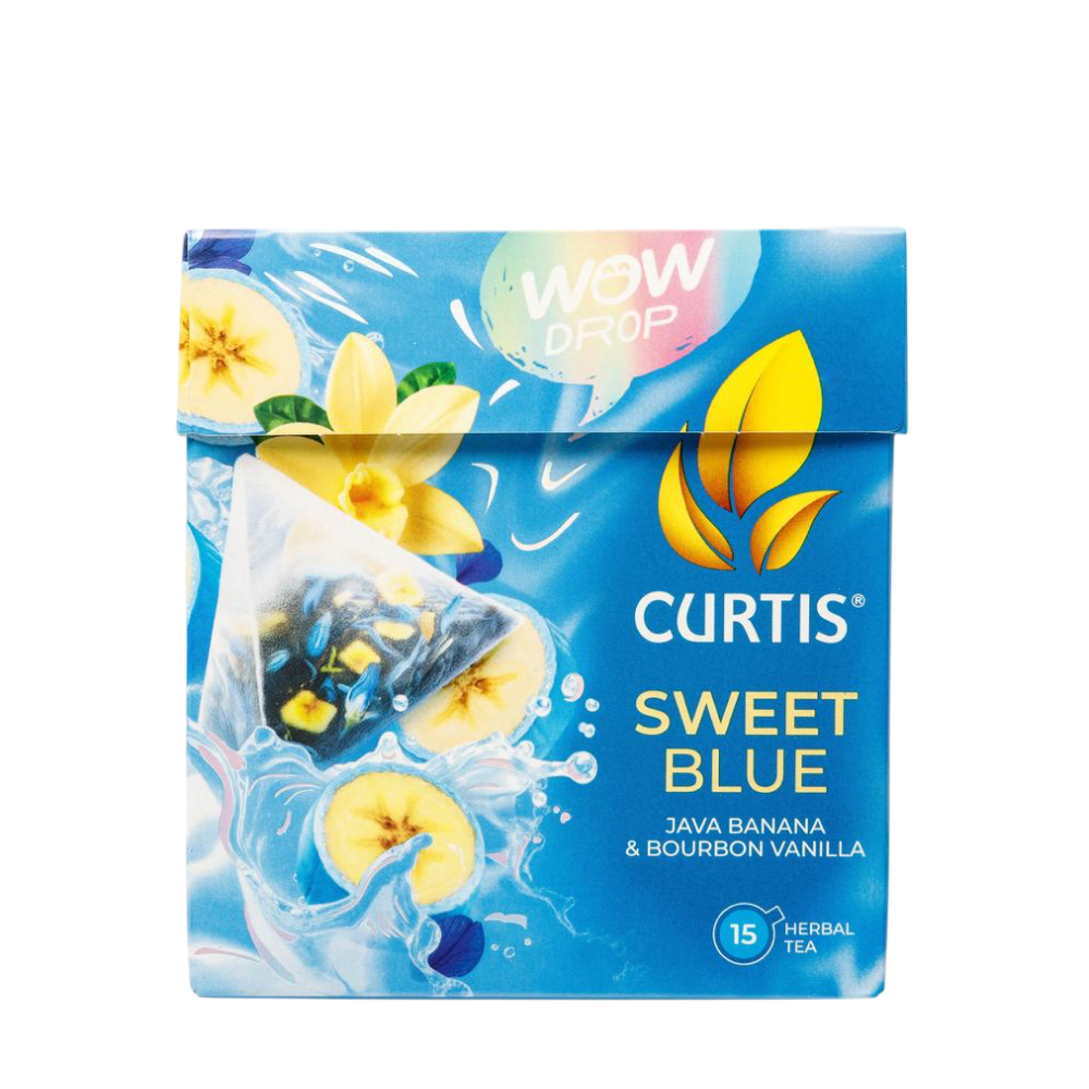 Чай фруктово-травяной Curtis Wow Drop Sweet Blue со вкусом банана и ванили, 20 п