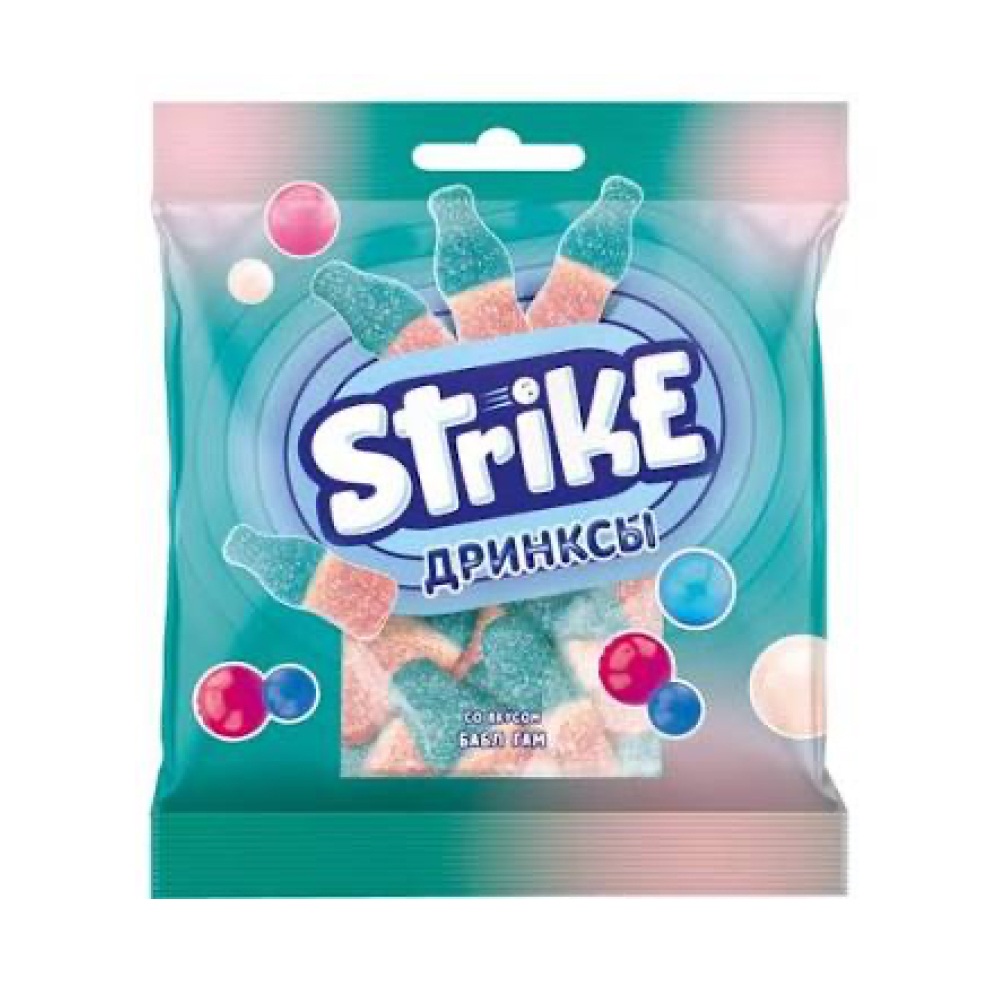 Мармелад жевательный Strike Дринксы со вкусом бабл-гам, 70 г