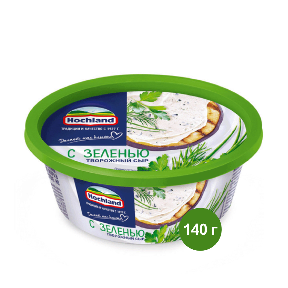 Сыр творожный Hochland с зеленью 60%, 140 г