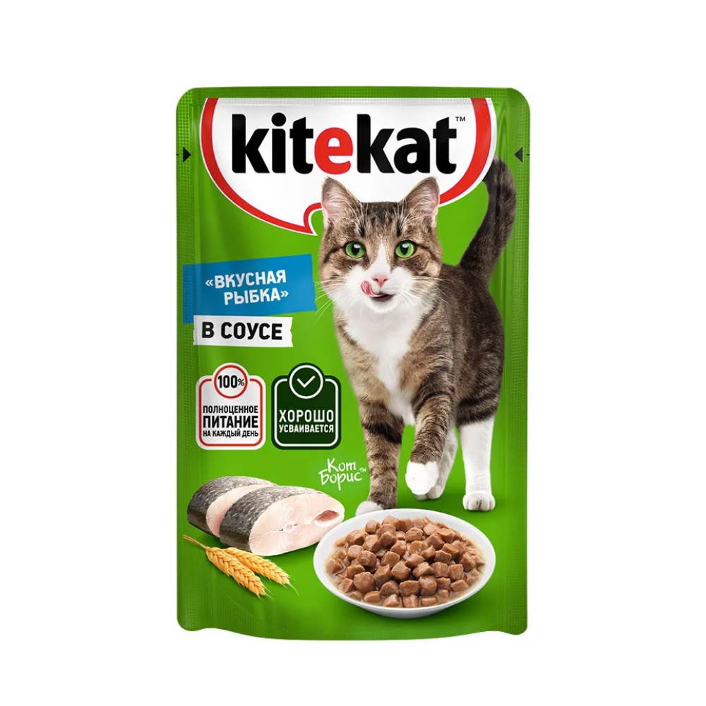 Корм для кошек Kitekat вкусная рыбка в соусе, 85 г