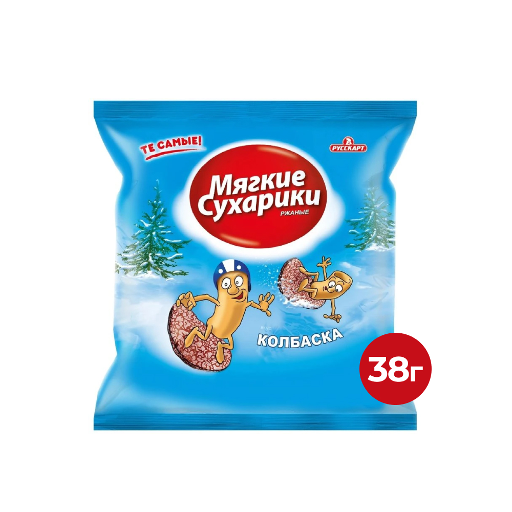 Сухарики ржаные Мягкие со вкусом Колбаски Русскарт, 38 г