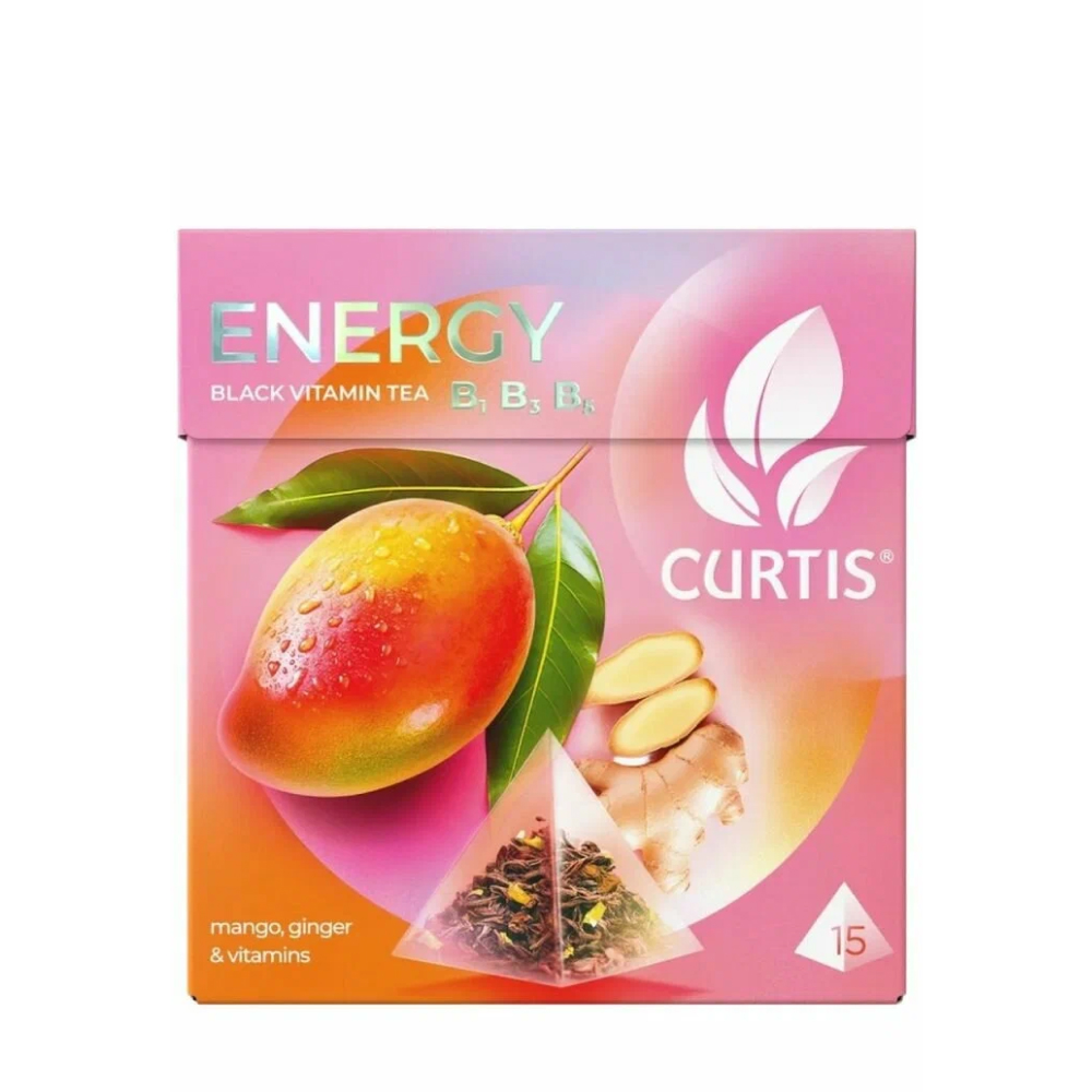 Чай черный Curtis Energy Vitamin манго,имбирь и витамины, 15 пак.