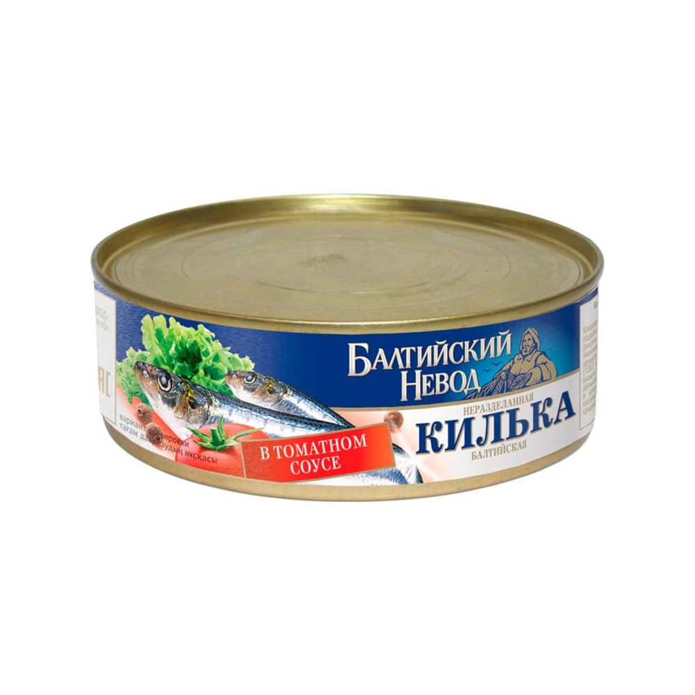 Килька балтийская Балтийский невод неразделанная в томатном соусе, 230 г