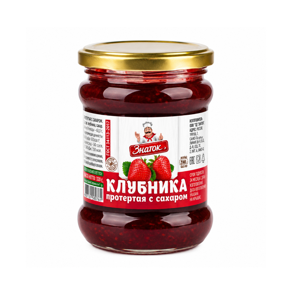 Клубника протертая Знаток с сахаром, 280 г