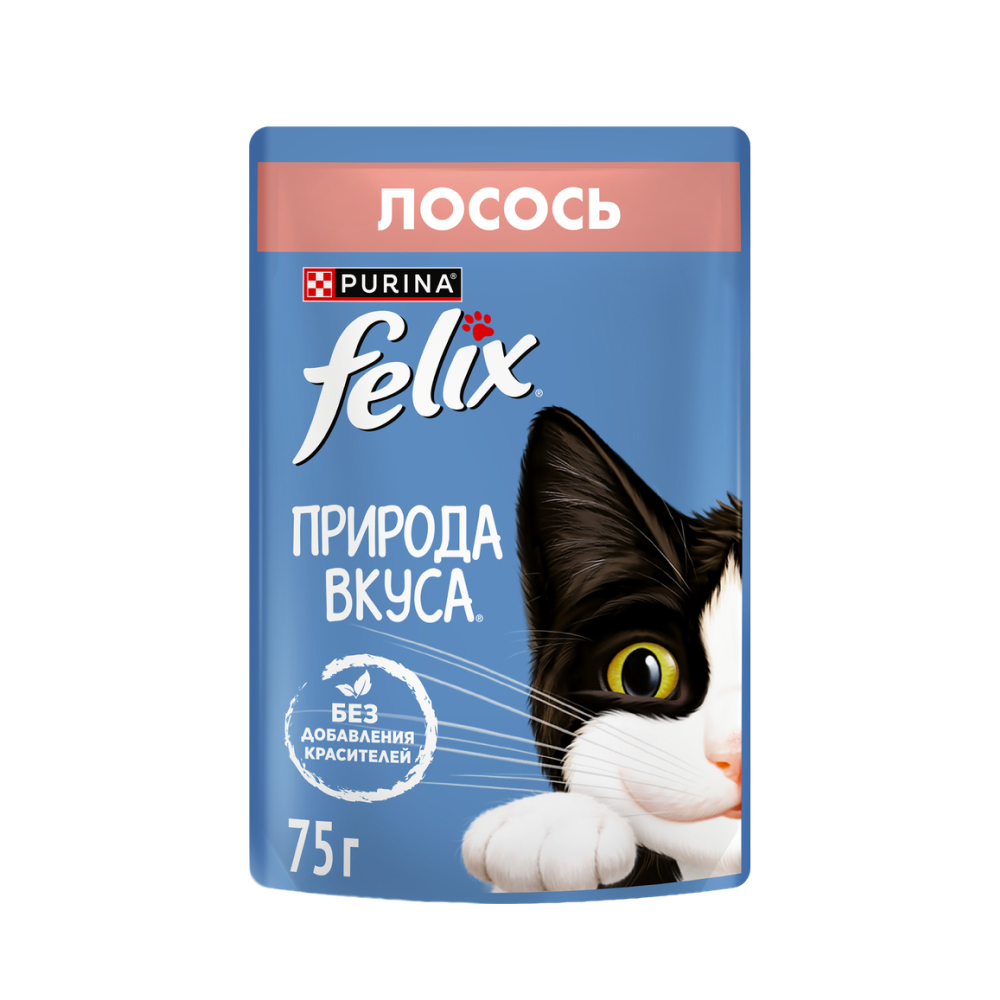 Корм влажный Felix Природа вкуса Лосось в соусе для взрослых кошек, 75 г