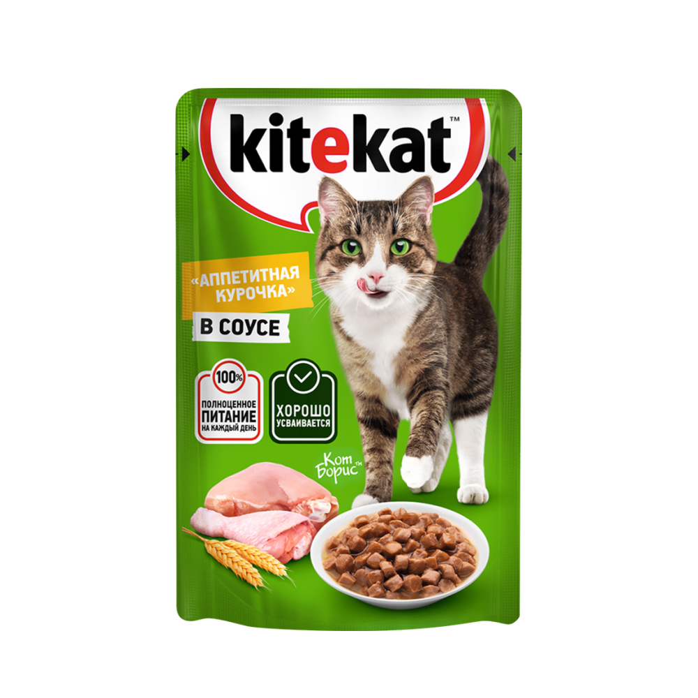 Корм для кошек Kitekat Аппетитная курочка в соусе, 85 г