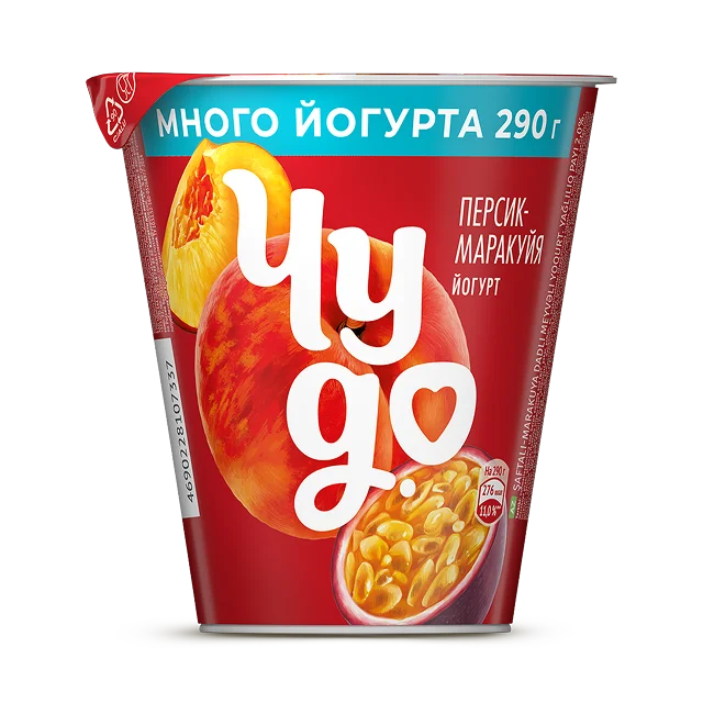 Йогурт Чудо Персик-маракуйя 2%, 290 г