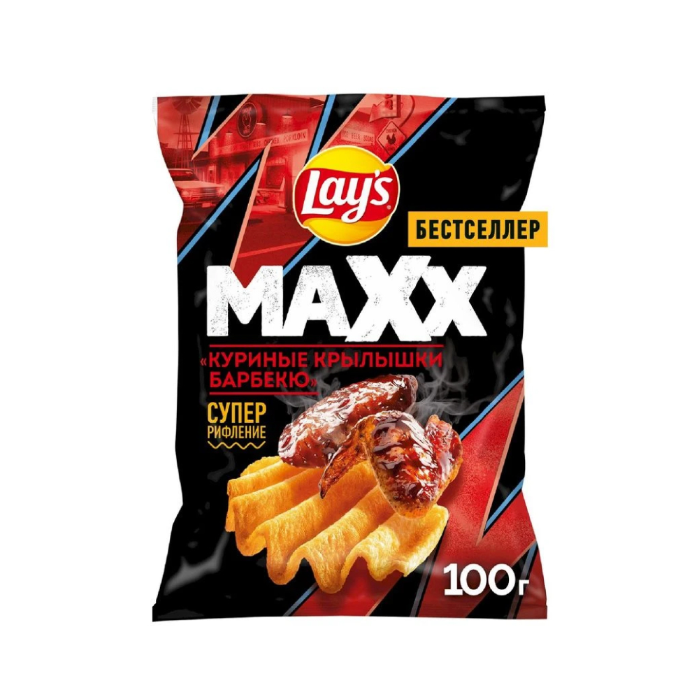 Чипсы Lay's MAXX Куриные крылышки барбекю, 100 г