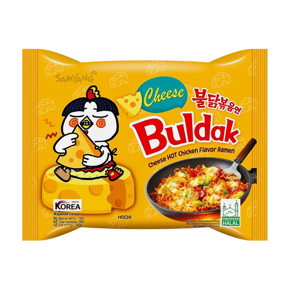 Лапша Booldak со вкусом курицы и сыра острая, 140 г
