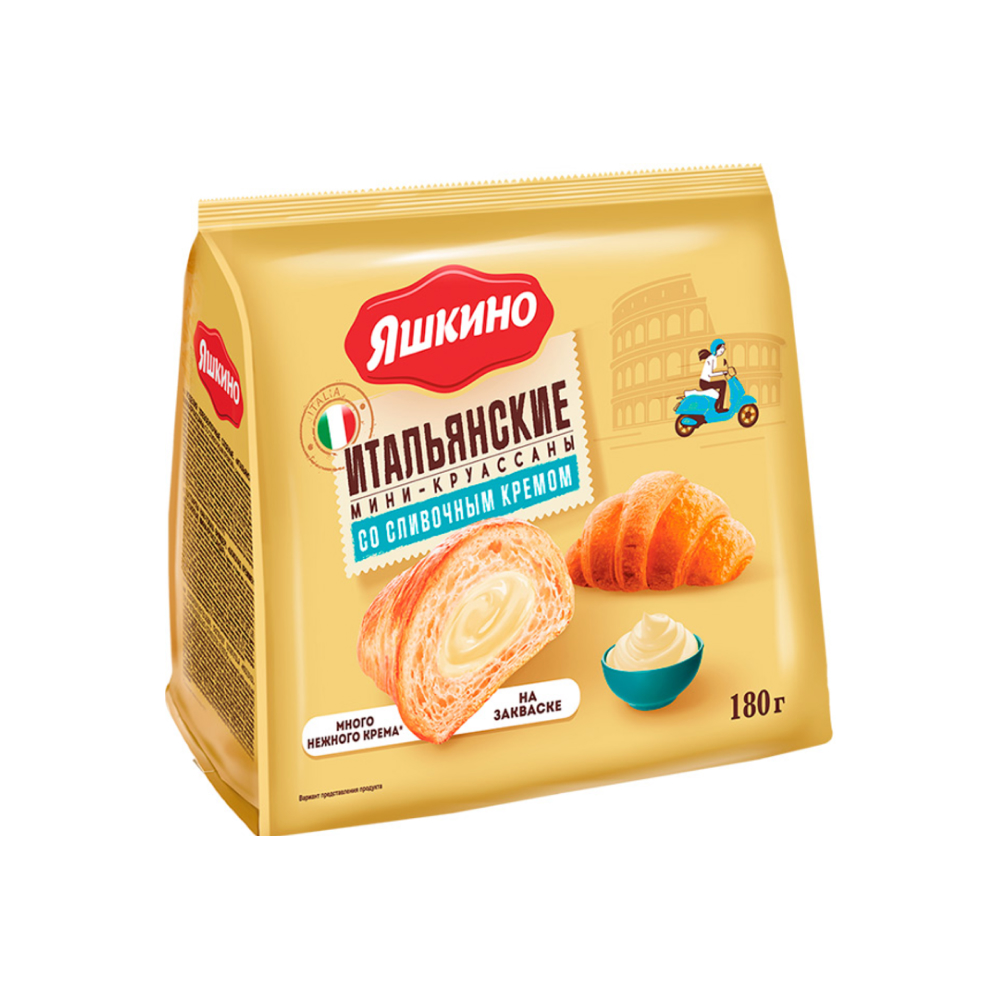 Мини-круассаны Яшкино со сливочным кремом, 180г