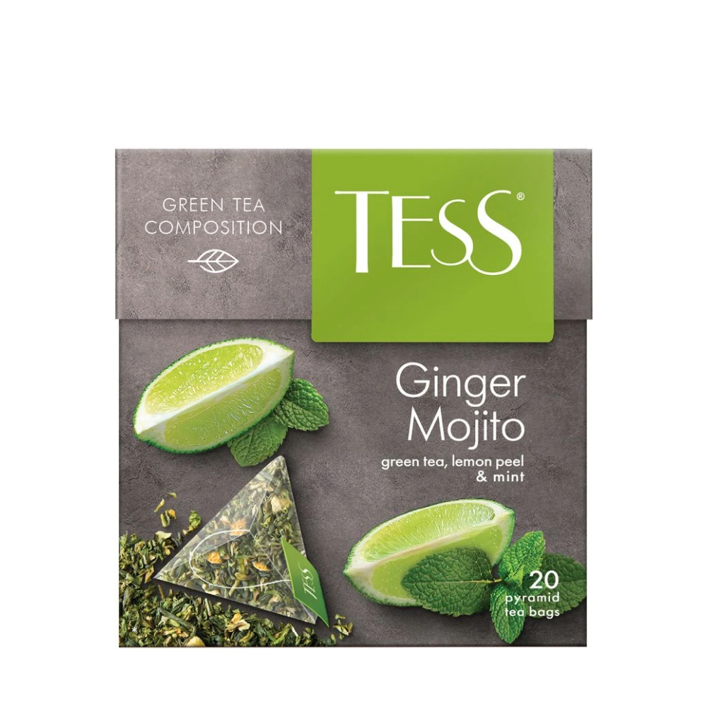 Чай зеленый Tess Ginger Mojito с цедрой лимона и мятой, 20 пак