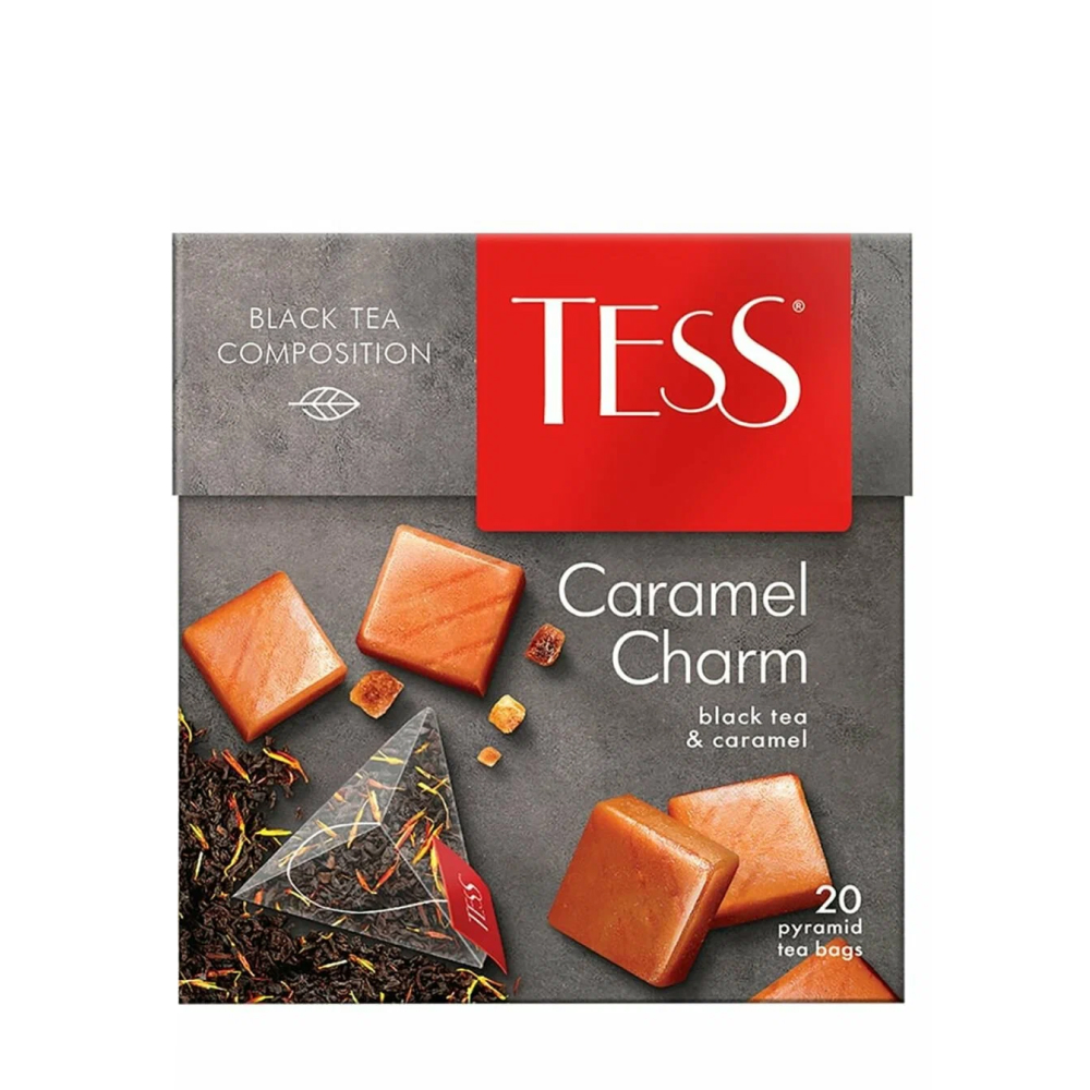 Чай чёрный Tess Caramel Charm с ароматом и кусочками карамели, 20 пак