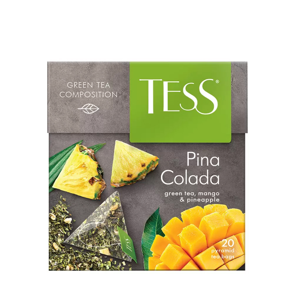 Чай зеленый Tess Pina Colada с ароматом Пина колады и кусочками манго и ананаса, 20 п