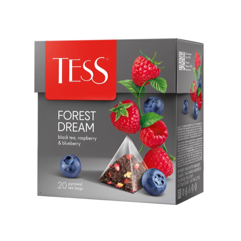 Чай черный Tess Forest Dream с ароматом малины и черники, 20 п