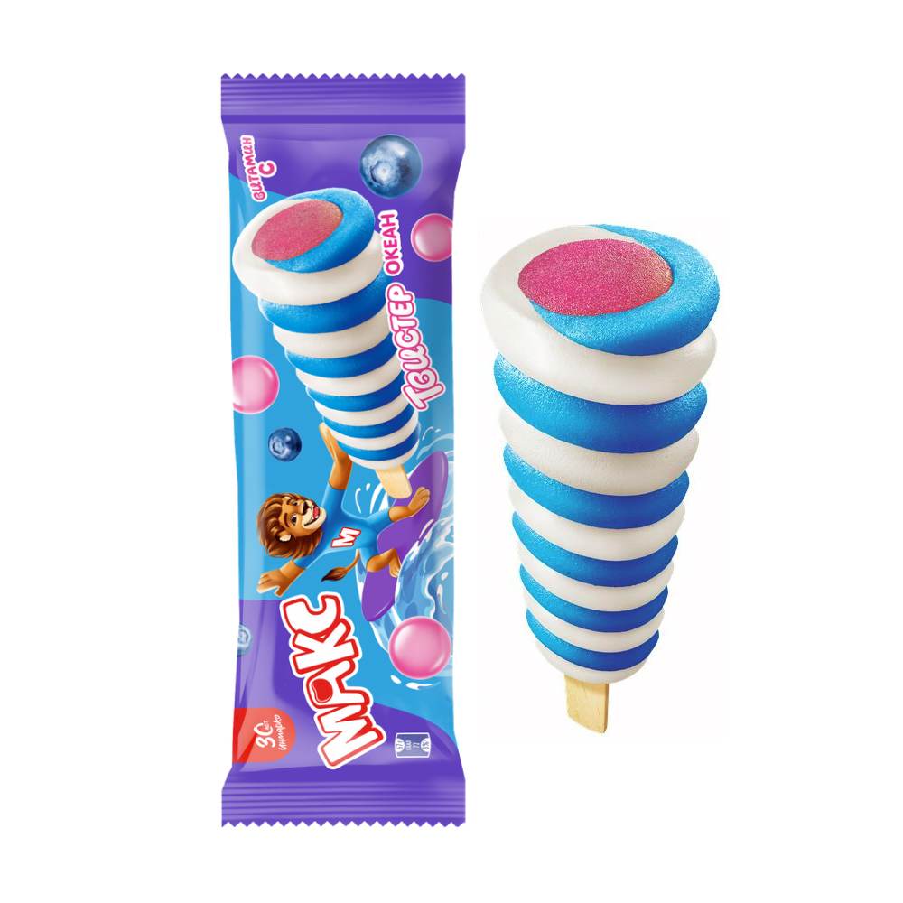 Мороженое Max Twister Океан со вкусом бабл-гам и черники, 67 г