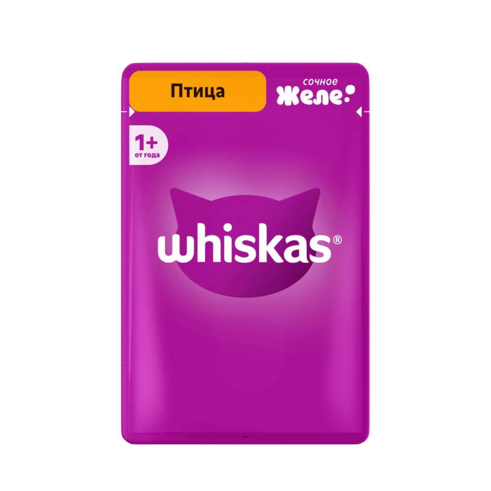 Корм влажный Whiskas желе со вкусом птицы, 75 г
