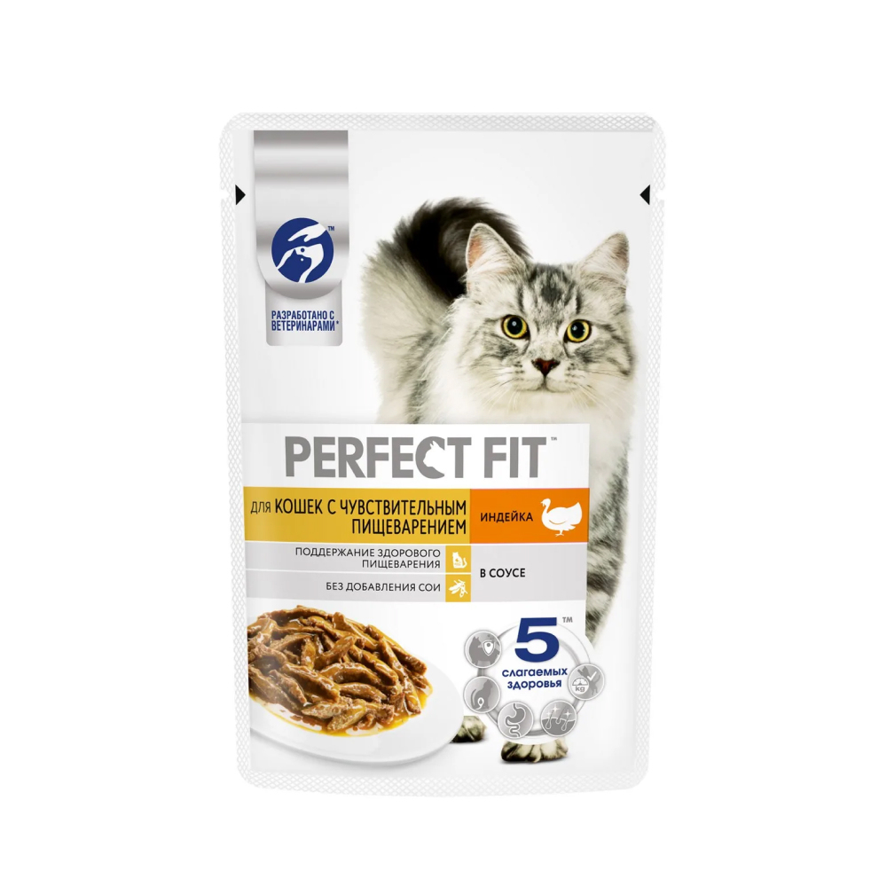 Корм для кошек Perfect Fit Индейка в соусе, 75 г