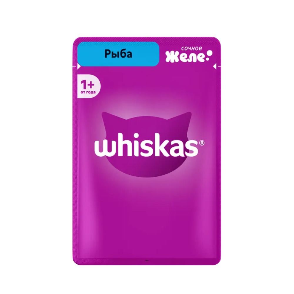 Корм влажный Whiskas желе со вкусом рыбы, 75 г