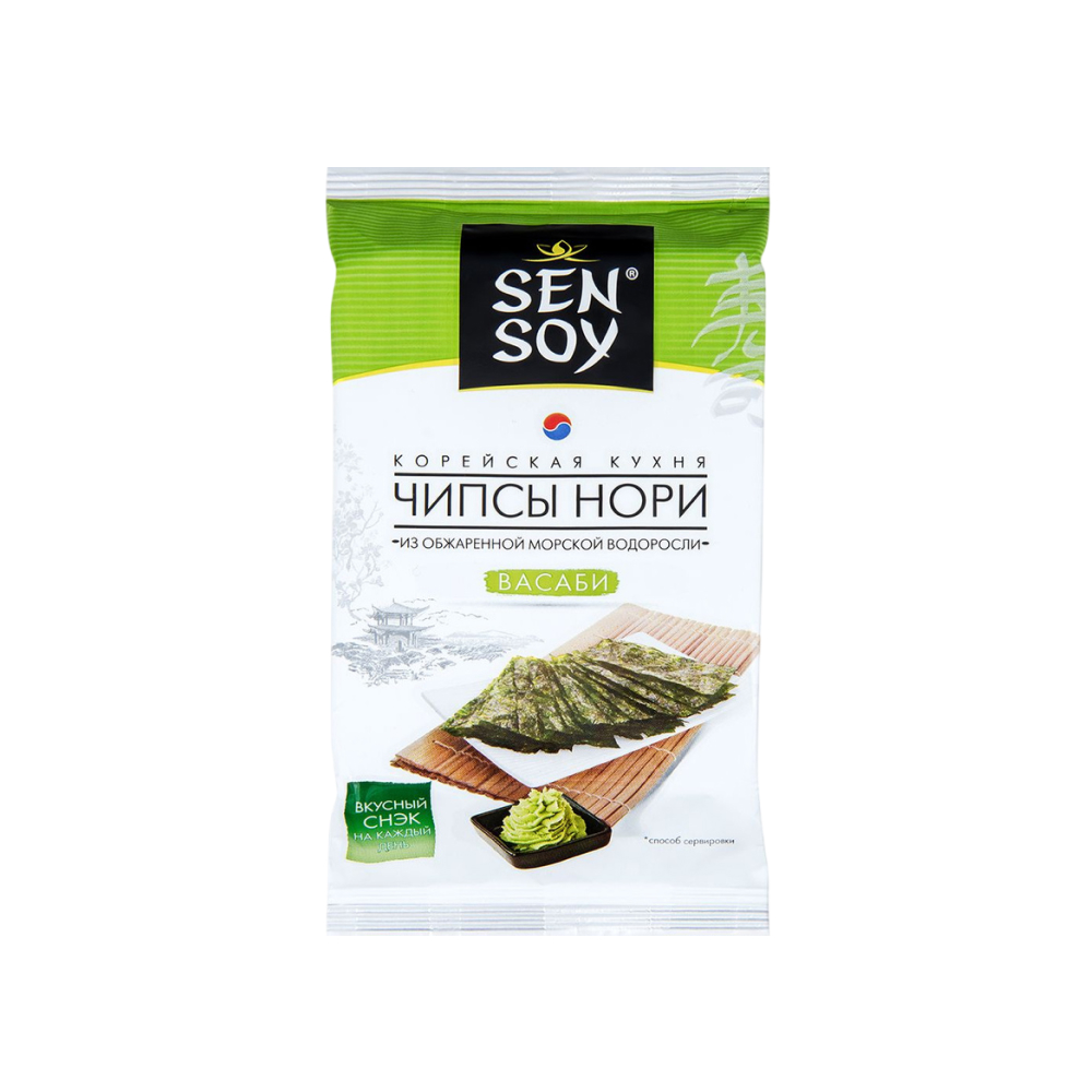 Чипсы нори Sen Soy со вкусом васаби, 4.5 г