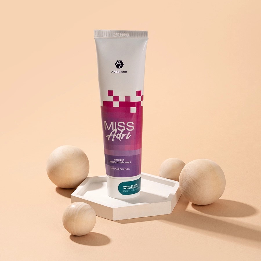 пигмент прямого действия для волос Miss Adri без окислителя, неоновый аквамарин, 100мл