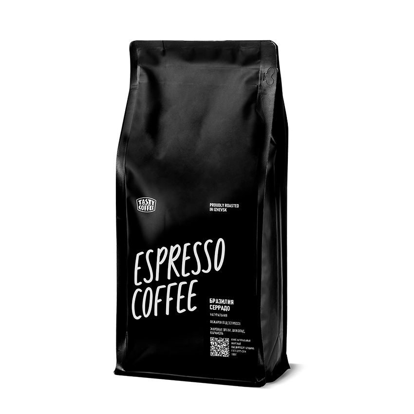 Моносорт эспрессо 1 кг. "Бразилия Серрадо" в зернах, Tasty Coffee