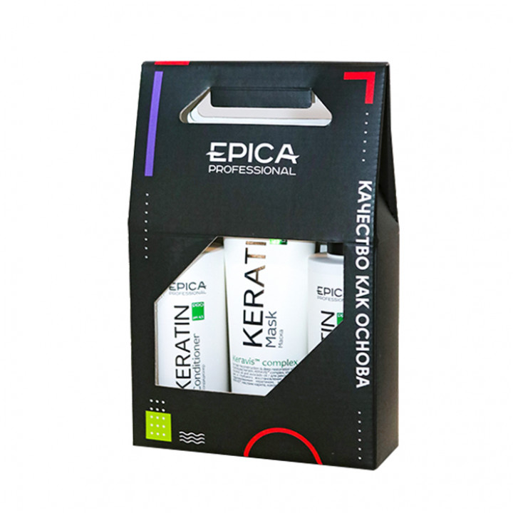 Подарочный Набор Keratin Pro EPICA Professional (шампунь 250мл + кондиционер 250мл + маска 250мл)