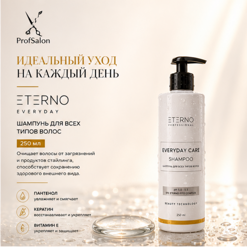 Шампунь для всех типов волос ETERNO EVERYDAY CARE, 250 мл