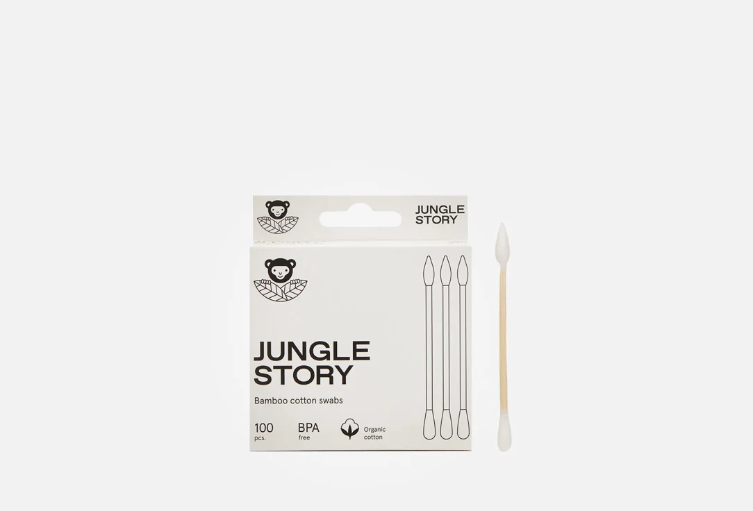 Ватные палочки Jungle Story White Bamboo swabs two tip buds