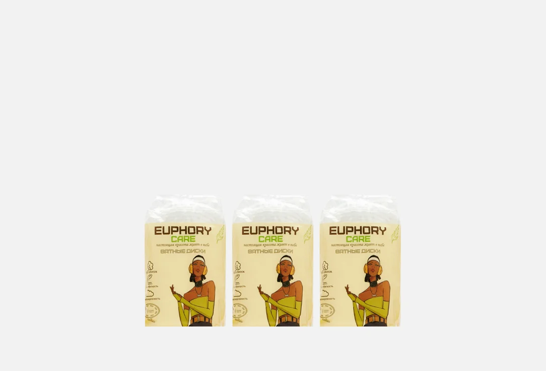 Овальные ватные диски EUPHORY CARE cotton pads 3 pack