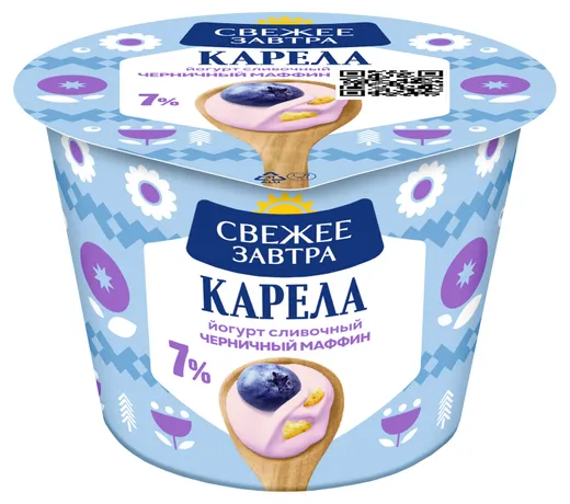 Йогурт Свежее Завтра черн.маффин 7% 0,18кг