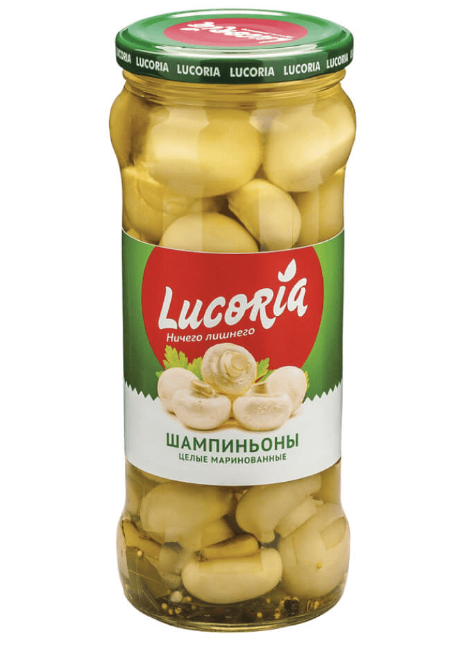 ШАМПИНЬОНЫ ЛУКОРИЯ ЦЕЛЫЕ С\Б 580 МЛ *12