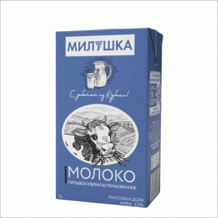 МОЛОКО МИЛУШКА 2,5% Т\П  КРЫШ 1 Л *12 СЗТ