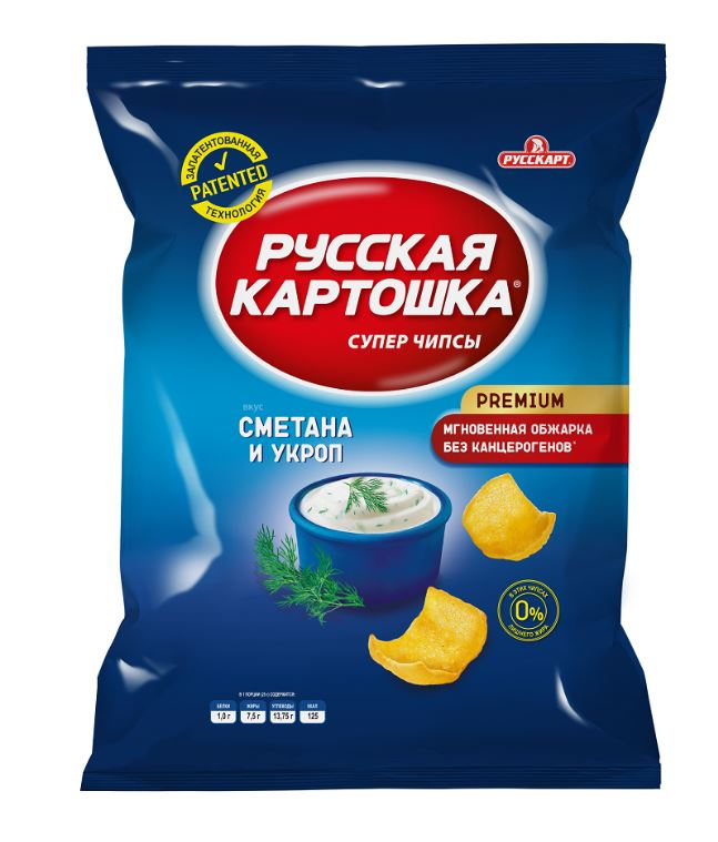 ЧИПСЫ РУССКАЯ КАРТОШКА СМЕТ УКРОП М\У 80 ГР *16