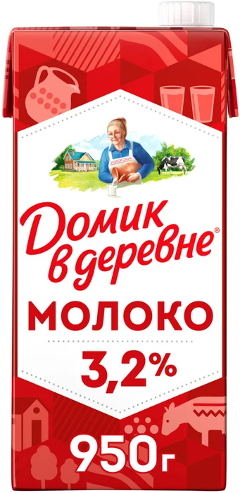 МОЛОКО ДОМИК В ДЕРЕВНЕ 3,2% Т\П 950 ГР *12