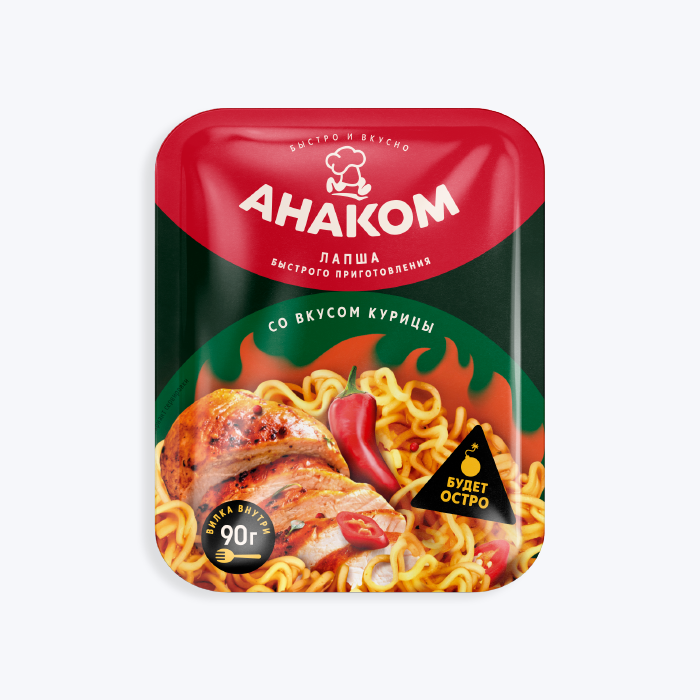 АНАКОМ ЛАПША Б\П КУРИЦА ОСТРАЯ ЛОТОК 90 ГР *24