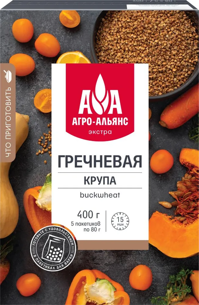 ГРЕЧКА АГРО АЛЬЯНС 5 ПАК КОР 400 ГР *12