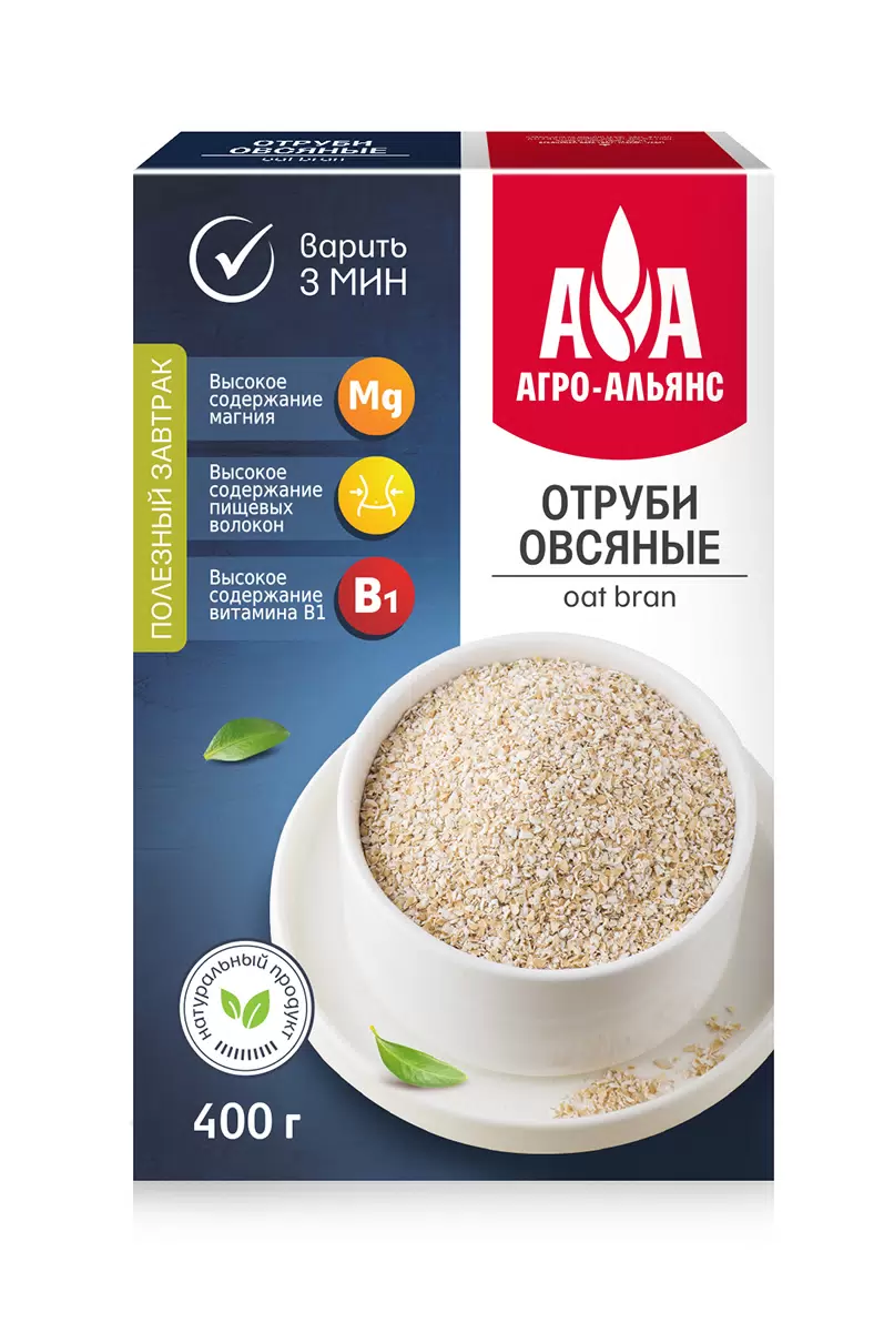 ОТРУБИ АГРО АЛЬЯНС ОВСЯНЫЕ КОР 400 ГР *12