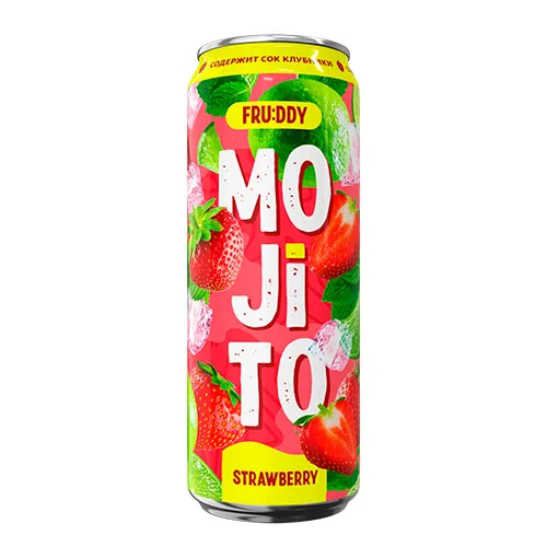 ГАЗ НАП ФРУДДИ МОХИТО КЛУБНИКА Ж\Б 0,45 Л *12