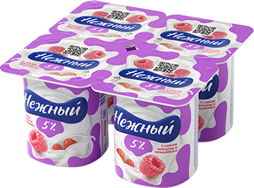 ЙОГУРТ НЕЖНЫЙ МАЛИНА ЗЕМЛЯНИКА 5% СТАК 100 ГР *24