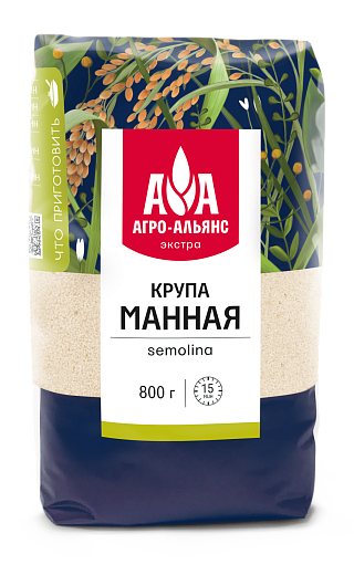 КРУПА МАННАЯ АГРО АЛЬЯНС М\У 800 ГР *12