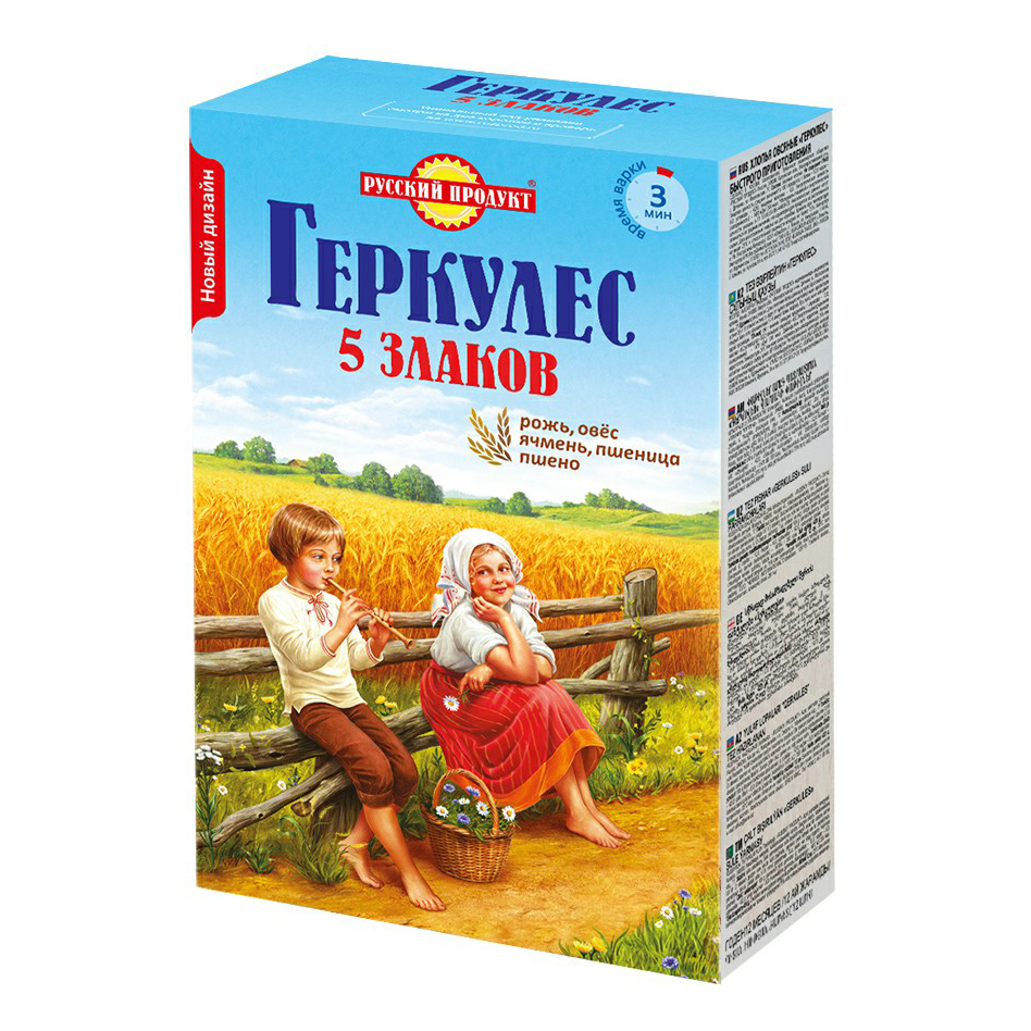 ХЛОПЬЯ ГЕРКУЛЕС 5 ЗЛАКОВ КОР 400 ГР *6