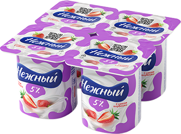 ЙОГУРТ НЕЖНЫЙ КЛУБНИКА 5% СТАК 100 ГР *24
