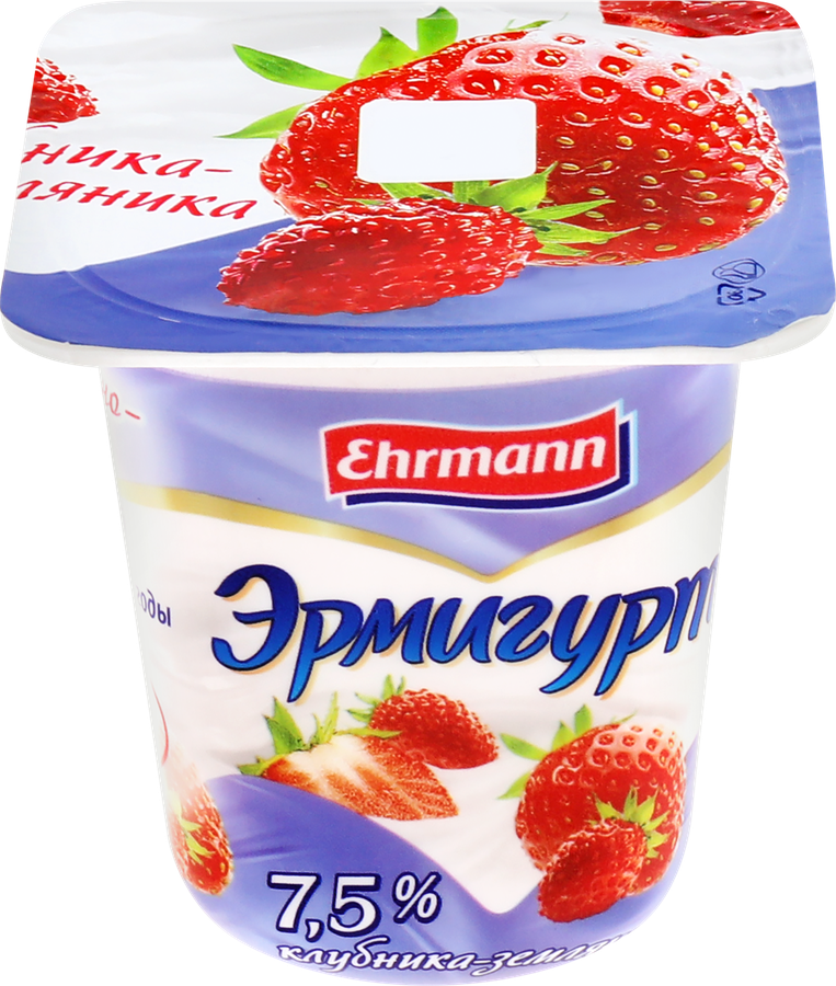 ЙОГУРТ ЭРМИГУРТ КЛУБНИКА ЗЕМЛЯНИКА 7,5% СТАК 100 ГР *24