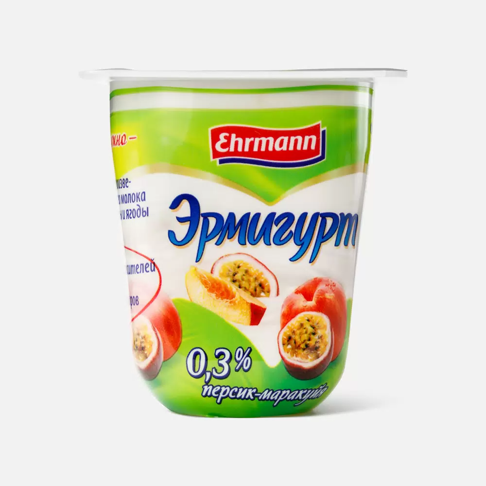 ЙОГУРТ ЭРМИГУРТ ПЕРСИК МАРАКУЙЯ 0,3% СТАК 100 ГР *24