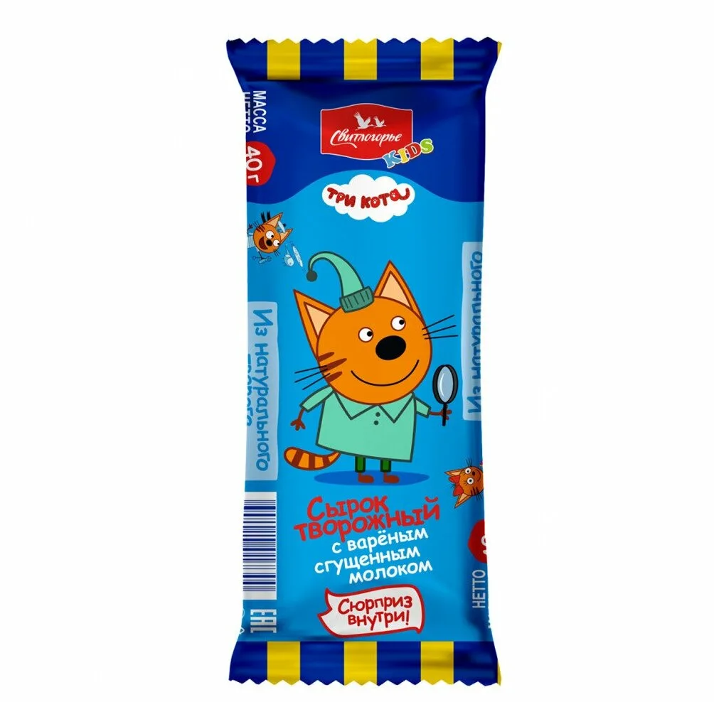 СЫРОК ТВОРОЖ ТРИ КОТА СГУЩ МОЛ 40 ГР *12