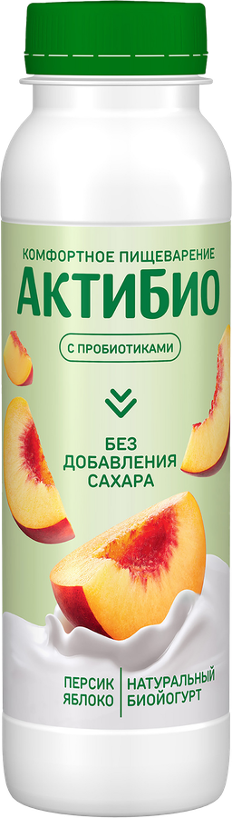 АКТИБИО БИОЙОГУРТ ЯБЛОКО ПЕРСИК Б\С ПЭТ 260 ГР *9